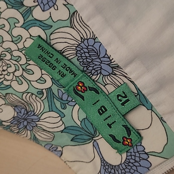 LIKE NEW Tibi Blue, Green, and White Floral Print Mod Spagetti Strapped Dress - Picture 11 of 16